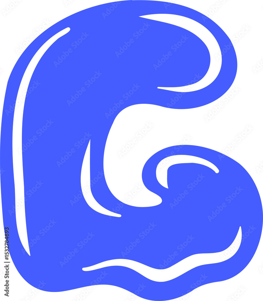 Poster abstract blue wave shape is floating on transparent background, in flat design style