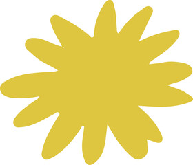 Abstract yellow radial form is radiating sunburst effect in flat design, transparent background
