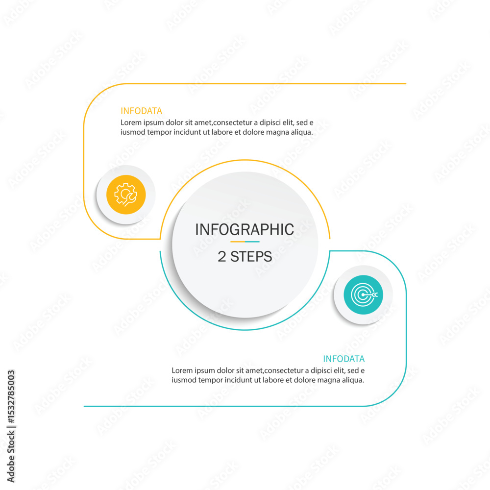 Aufkleber business infographic template. thin line design with 2 option, process line connection. vector illus