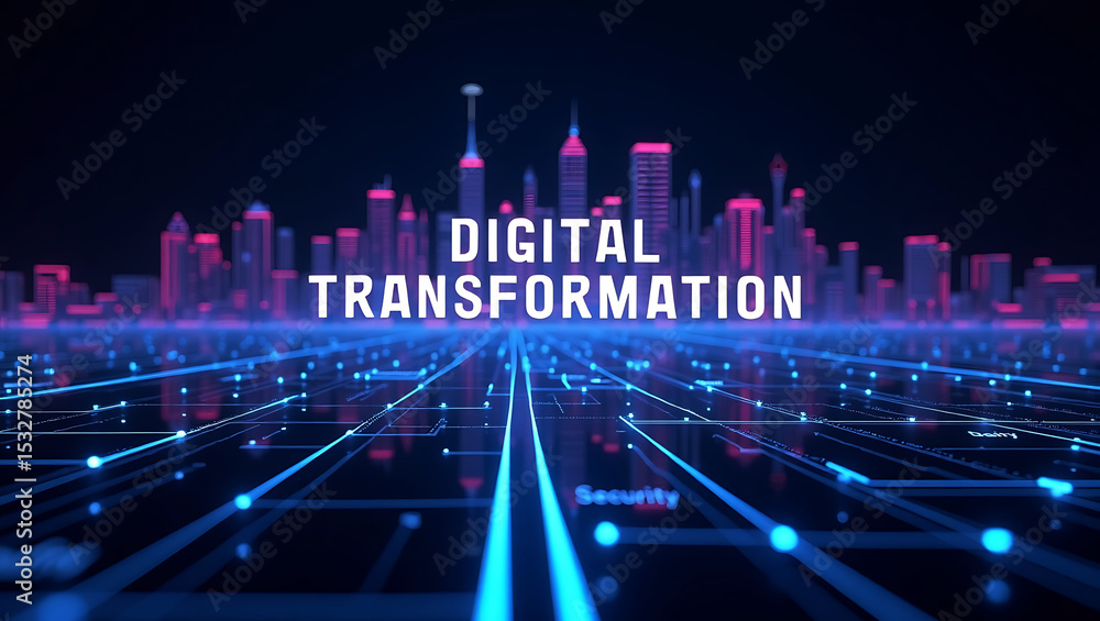 Aufkleber digital transformation driving future technology with artificial intelligence and big data in modern