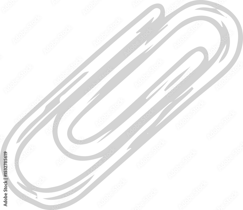Poster stylized paperclip is floating on transparent background, showing brush-stroke edges