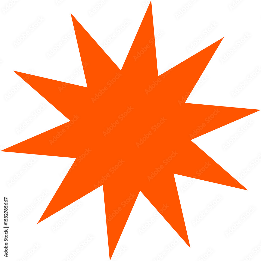 Aufkleber abstract orange irregular starburst is radiating in flat vector design on transparent background