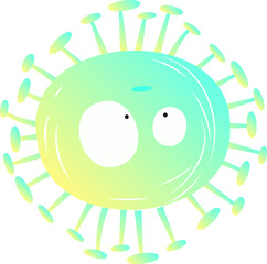 Viral microbe is floating in flat style on transparent background with gradient body, radial spikes