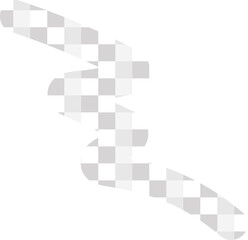 Abstract white ribbon is floating in flat design with squiggles, transparent background, copy space