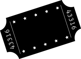 Naklejka premium Ticket graphic is rotating on transparent backdrop showing white stars and code 43316, copy space