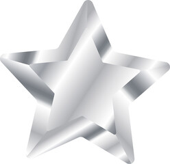 Naklejka premium Overlapping metallic silver stars are showcasing 3D render gradient depth on transparent background