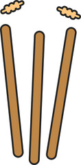 Cricket wicket is appearing in flat design with stumps and floating bails on transparent background