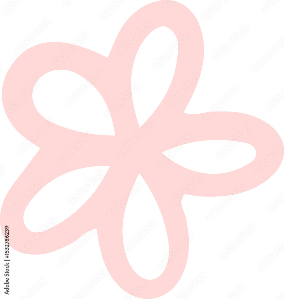 Poster abstract pale pink six-petaled loop shape is floating in flat design on transparent background