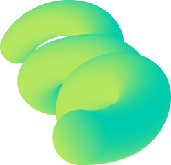 3D tubes interlocking in lime-to-teal gradient ring patterns on transparent background, copy space