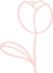 Stylized flower is being shown in minimalist line art, with pale pink outline on transparent canvas