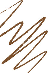 Abstract brown zigzag scribble is winding over transparent backdrop in flat design, copy space