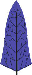 Stylized botanical silhouette is displaying flat stem and radiating veins on transparent backdrop