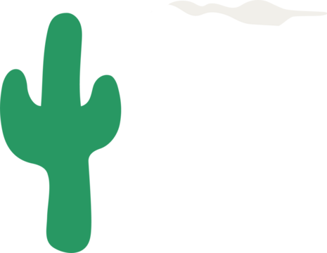 Cartoon-style cactus plant is being shown in flat design with transparent background, white cloud - Powered by Adobe