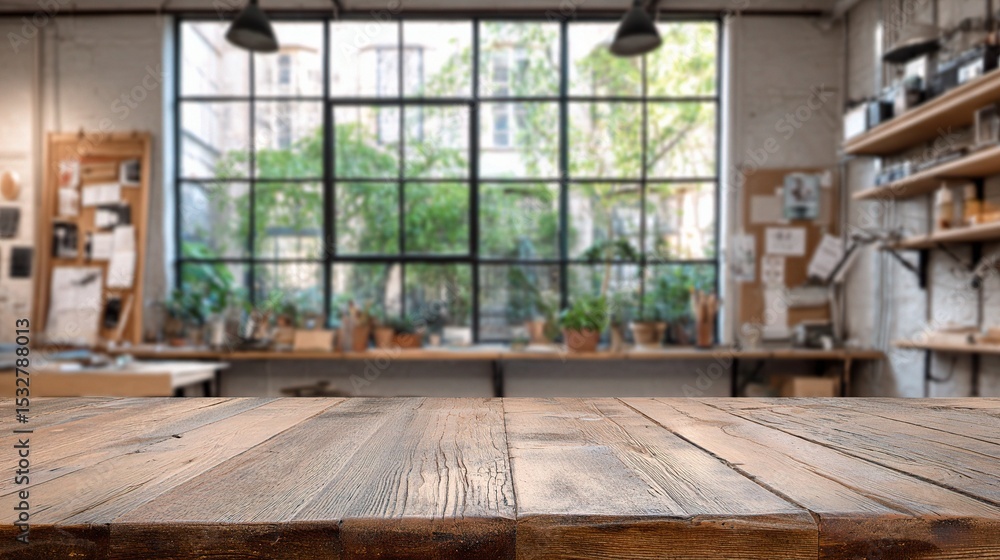 Poster creative studio space with isolated floor and ceiling elements