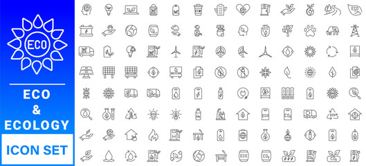cology icon set. Environment, sustainability, nature, recycle, renewable energy; electric bike, eco-friendly, forest, wind power, green symbol. Solid icons vector collection.