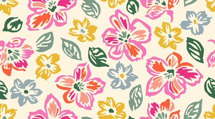 Exotic hand drawn flowers, seamless patterns with floral for fabric, textiles, clothing, packaging, cover, banner, wallpaper, home decor. Abstract natural pink backgrounds.