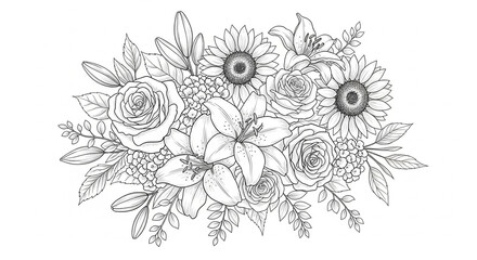 black and white floral ornament