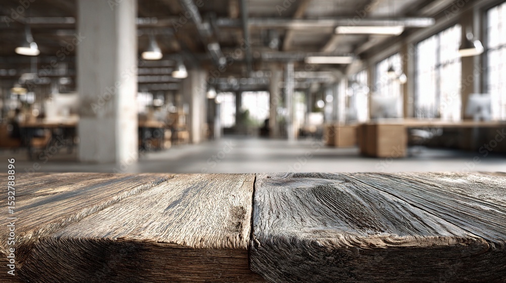 Aufkleber Panoramic View of Empty Postindustrial Office Hall in 3D Visual Style