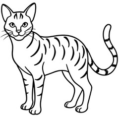 Minimalist Sand Cat Line Art on Clean White Background