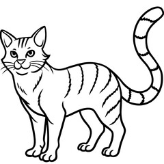 Fototapeta premium Minimalist Sand Cat Line Art on Clean White Background