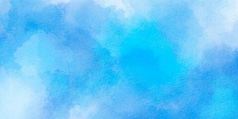 Blue watercolor background. Blue watercolor vector texture background for banner, poster, cover, cards, etc. Light sky blue brush painted watercolor background. Abstract paper texture vector.
