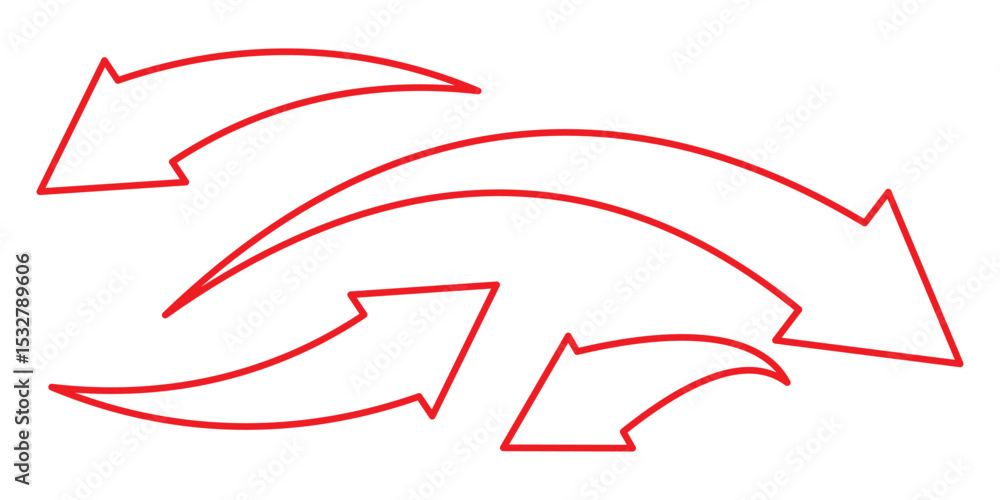 Poster curve line arrows icon. set of hand drawn curve arrow symbol. simple curve arrow icon vector illustr