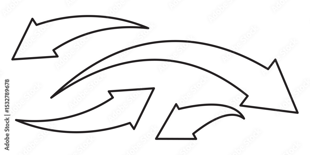 Aufkleber curve line arrows icon. set of hand drawn curve arrow symbol. simple curve arrow icon vector illustr