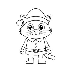 gato navidad line art vector silhouette