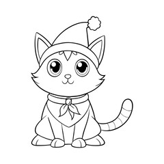 gato navidad line art vector silhouette