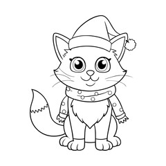 gato navidad line art vector silhouette