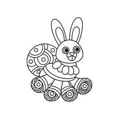 Obraz premium Printable Bunny Roasting Marshmallows by Campfire Outline