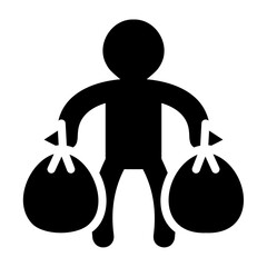 Daily life solid icon. Sorting recyclables