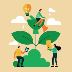 Teamwork, Growth, and Innovation A Collaborative Vector Illustration