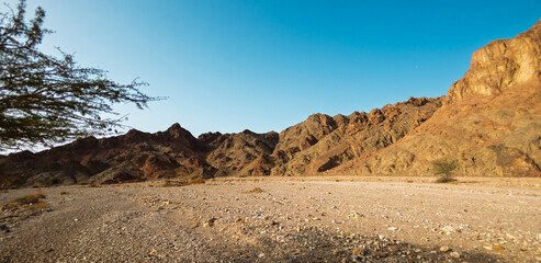 View of dry desert valley. Eilat. Israel.