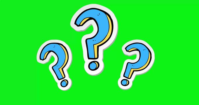 4K Animated Question Mark Symbol Video Dynamic Alert & Attention Icon for Important Messages & Notifications, Green Screen Chroma Key