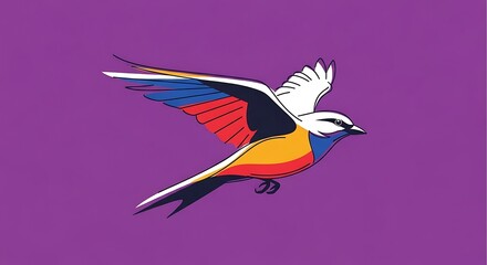 Obraz premium Vibrant Colorful Bird in Flight Abstract Avian Illustration