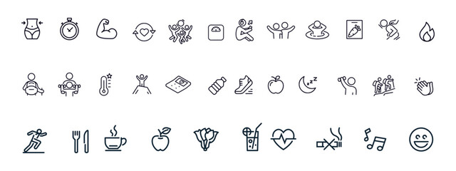 Healthy Lifestyle line Icon Set. Healthy Lifestyle Vector Icon Set.