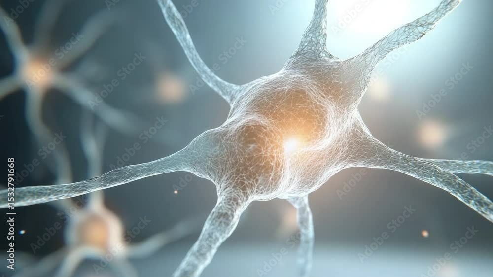Poster Neural Network: A close-up shot of a neuron in a neural network, the intricate pathways of the human brain