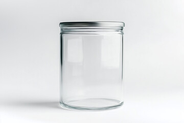 empty cylindrical glass container with airtight lid