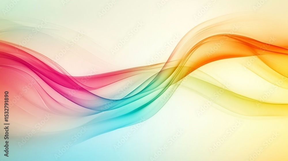 Aufkleber Abstract wave patterns in bold colors flowing across the frame, with a soft gradient background and dynamic lines creating motion