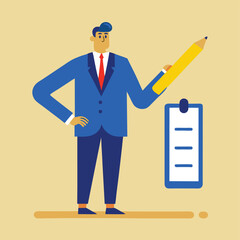 Businessman Planning Strategy with Checklist and Pencil