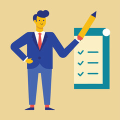 Businessman Presenting Checklist Vector Illustration