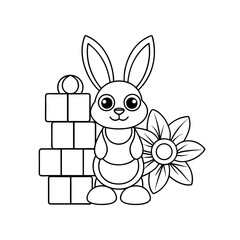 Obraz premium Printable Bunny Swinging from a Vine Outline