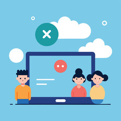 Video Conference Call Cancelled Vector Illustration