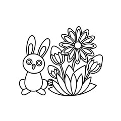 Obraz premium Printable Bunny Watching Candy Fall Outline