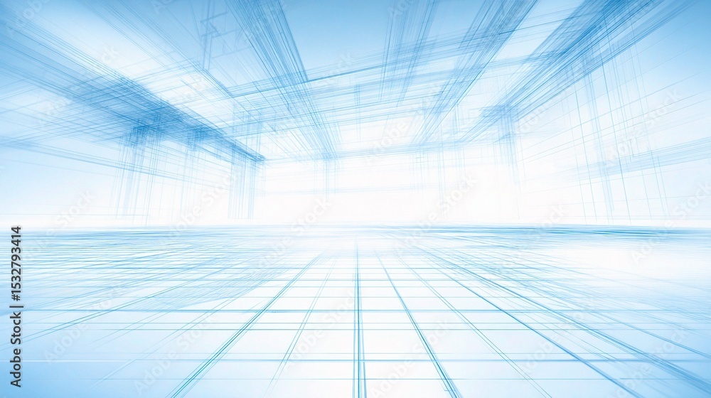 Poster soft blue vector background with blueprint grid design elements