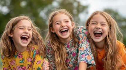 Joyful Kids Laughing Together in a Park Setting