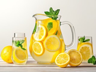 Fototapeta premium Glass of lemonade with lemon and fresh citrus