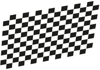Checkerboard plane is tilting on transparent background in flat design with black white squares