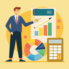 Businessman Presenting Financial Data and Charts